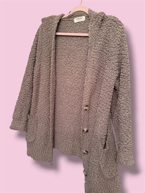 Zenana Outfitters Taupe Popcorn Knit Button Cardigan